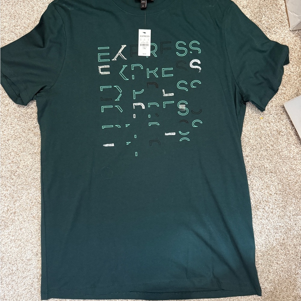 Express Men's Dark Green Graphic Tee SIZE L TALL NWT